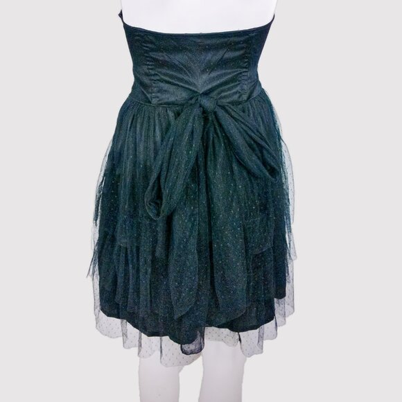 H&M Divided Vintage Black Formal Mesh Strapless Sweetheart Midi Dress - Picture 3 of 6